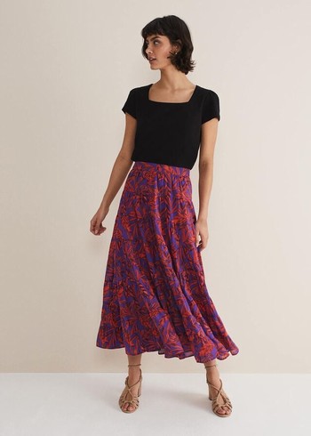 Phase Eight Eloraina Leaf Print Skirts Multicolor Canada | ZCNADW-089